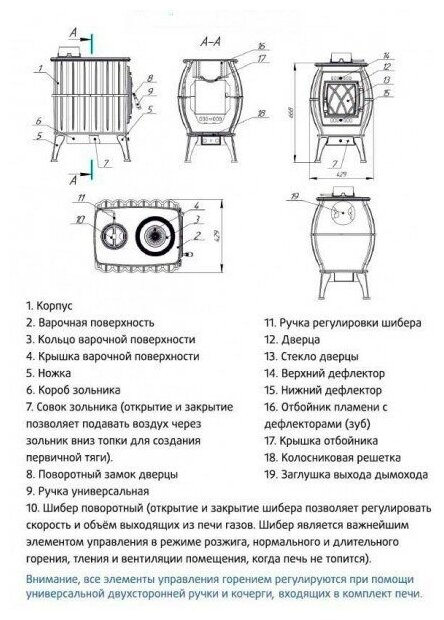 Дымоход конвектор «Лира» из чугуна (Ø130/115) Серый - фотография № 5