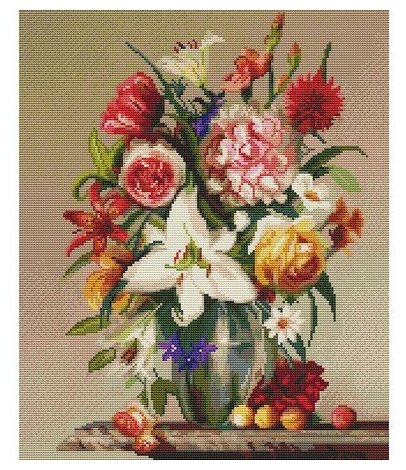 Алмазная мозаика Бузин. Цветы и фрукты 40x50 см.