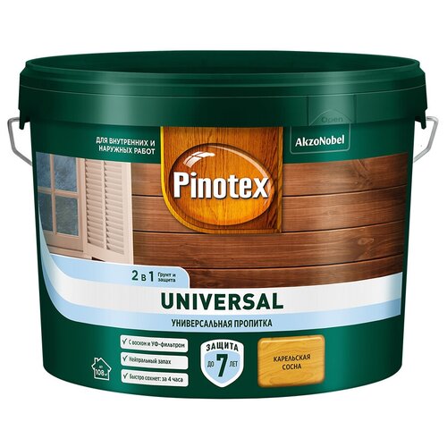 Антисептик Pinotex Universal 2 в 1 декоративный для дерева карельская сосна 9 л