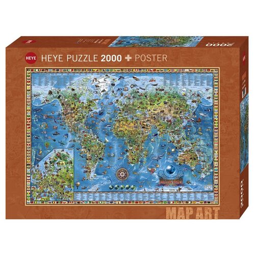 Пазл Heye Puzzle + Poster Географическая карта Земли (29846), 2000 дет.