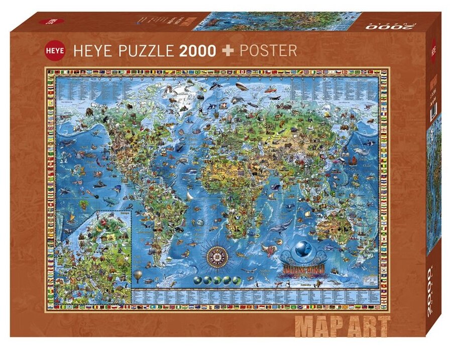 Пазл Heye Puzzle + Poster Географическая карта Земли (29846)