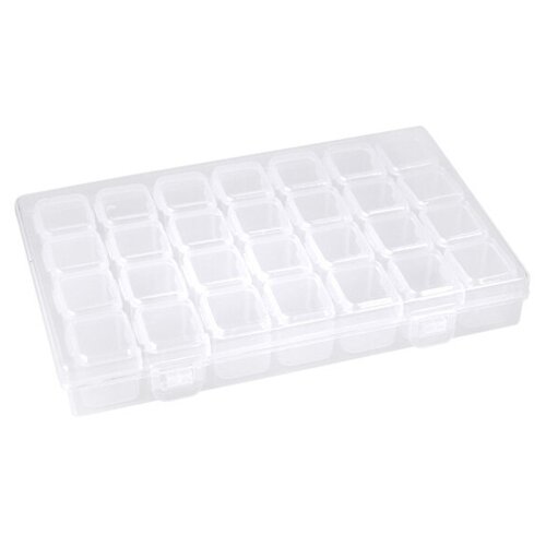 Органайзер для хранения мелочей / контейнер для бисера / коробочка с ячейками для страз / 28 ячеек компактный стеклянный флакон переносной контейнер для таблеток многоразовый контейнер для хранения таблеток с ложкой многоразовый