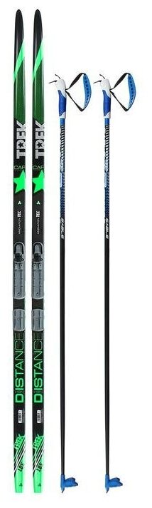 Комплект лыжный: пластиковые лыжи 185 см с насечкой, стеклопластиковые палки 145 см, крепления NNN "бренд ЦСТ Step"