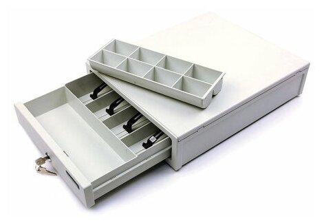 фото Ящик денежный Меркурий 100.2, малый (333х407х103мм) серый, 1шт. (М-100.2)