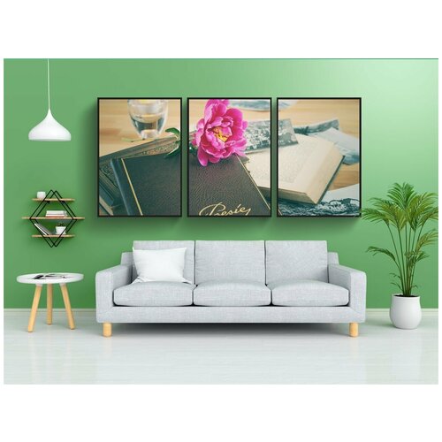 фото Набор модулных постеров для интерьера "поэтический альбом, книга, кожа" 60x90 см. в тубусе, без рамки lotsprints