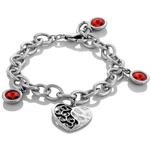 Браслет L'attrice di base, кристалл, размер 19 см, красный, серебристый дизайнерский женский бижутерный браслет