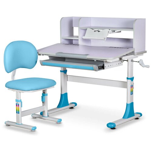 Детский комплект: Растущая парта (длина столешницы 80 см) + растущий стул BD-21 BL без лампы