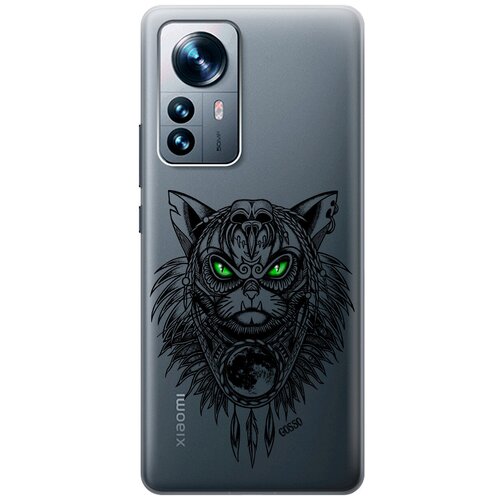 Силиконовый чехол на Xiaomi 12 Pro, Сяоми 12 Про с 3D принтом Shaman Cat прозрачный силиконовый чехол на xiaomi 12 pro сяоми 12 про с 3d принтом lazy cat прозрачный