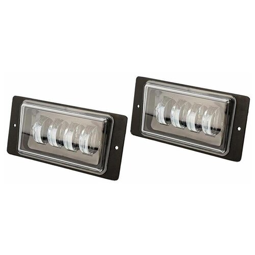 Прямоугольные штатные светодиодные фары В бампер ПО 20 ватт 4 LED CREE 4 линзы С СТГ ВАЗ/ внедорожник/ эвакуатор