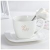 Чайная пара керамическая с ложкой Love, 2 предмета: чашка 380 мл, блюдце d=16 см, цвет микс - изображение