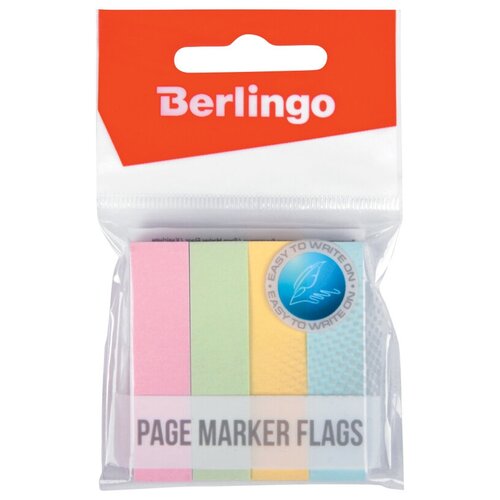 Флажки-закладки Berlingo 12*50мм, 100л*4 пастельных цвета, европодвес, 6 шт
