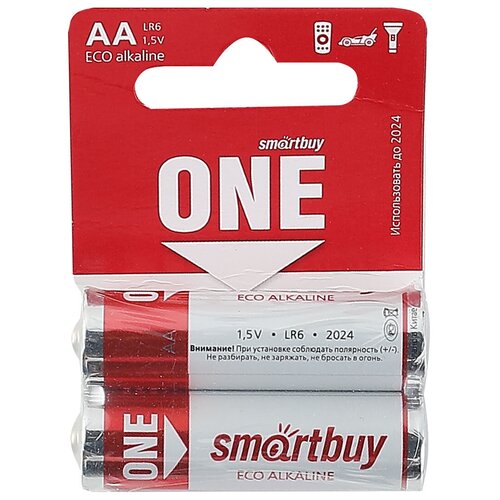 Батарейка SmartBuy ONE LR6/2SB (2 шт) (SOBA-2A02SB-Eco) комплект щелочных элементов питания smartbuy one lr6 bl2 soba 2a02b eco