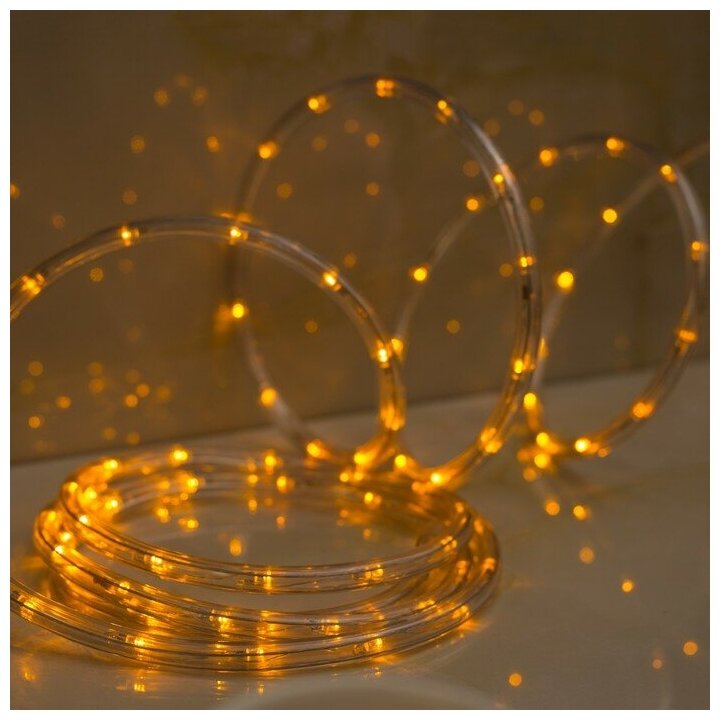 Световой шнур Luazon Lighting 10 мм, IP44, 5 м, 24 LED/м, 220 В, 8 режимов, свечение жёлтое - фотография № 2