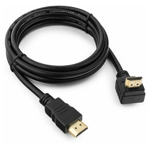 Кабель компьютерный телекоммуникационный HDMI Cablexpert CC-HDMI490-6, 1.8м, v1.4, 19M/19M, углов. разъем, черный, позол.разъемы, экран, пакет кабель hdmi m dvi m 3 0м cablexpert 19m 19m позол контакт экран черный cc hdmi dvi 10