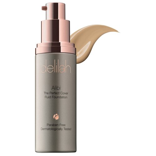 кисть для тонального крема легкое покрытие dior backstage light coverage fluid foundation brush 11 29 г Delilah Alibi The Perfect Cover Fluid Foundation, 30 мл, оттенок: bamboo