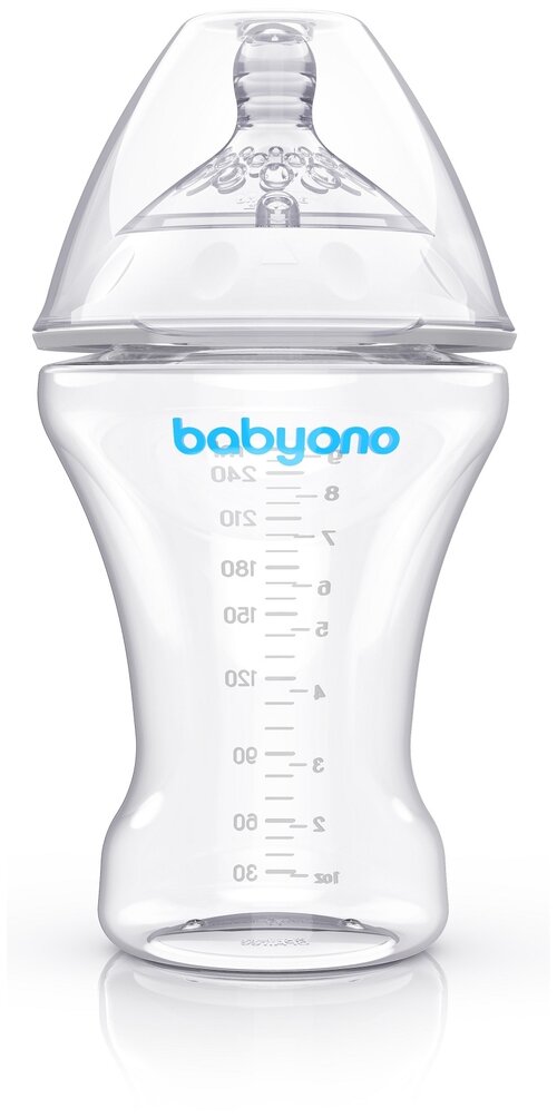 BabyOno Бутылочка Natural nursing антиколиковая 260 мл, с рождения, бесцветный