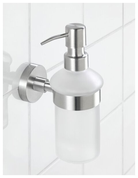 Диспенсер для мыла WENKO "BOSIO", настенный, нержавеющая сталь, серый — фото 1