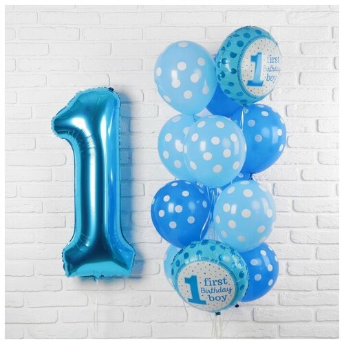 фото Букет из шаров «первый день рождения. малыш», фольга, латекс, набор 13 шт. newstory