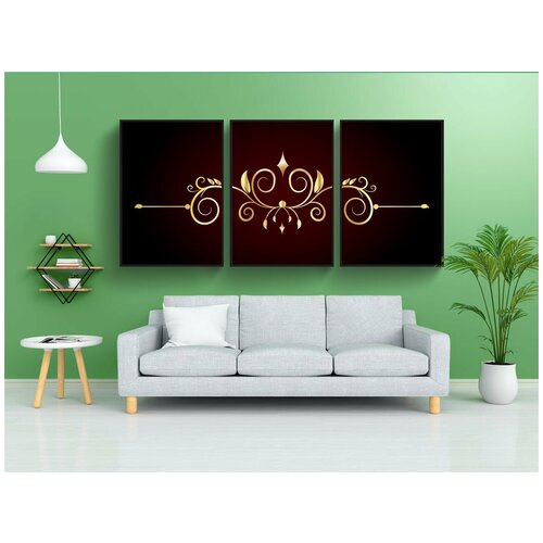 фото Набор модулных постеров для интерьера "золотой границы, орнамент, дизайн" 60x90 см. в тубусе, без рамки lotsprints