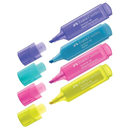 Набор маркеров-текстовыделителей Faber-Castell 46 Superfluorescent+Pastel (1-5мм, 2 флуоресц. + 2 пастельных цвета) 4шт. (154610/15461000), 5 уп.