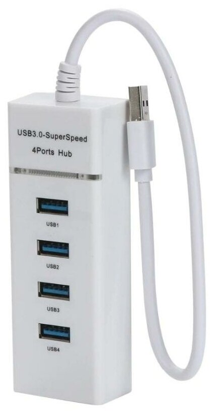 USB 3.0 концентратор, разветвитель, хаб GSMIN B30 на 1x USB 3.0 + 3x USB 2.0 переходник, адаптер до 5 Гбит/с (20 см) (Белый)