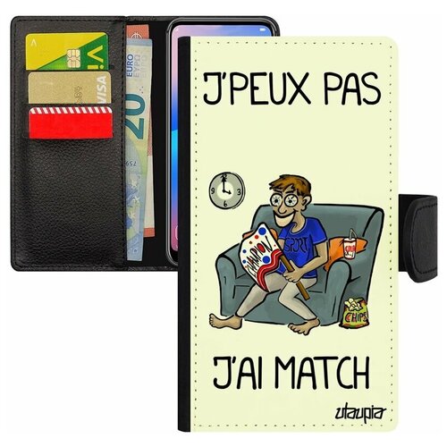 фото Чехол-книжка на смартфон apple iphone 8 plus, "не могу - у меня матч!" комикс юмор utaupia