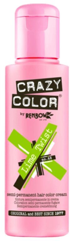Crazy Color Краситель прямого действия Semi-Permanent Hair Color Cream, 68 lime twist, 100 мл