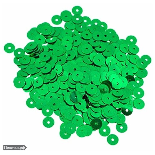 Пайетки плоские PL6-4 зеленый цвет 6 мм 10 г, цена за 1 уп.