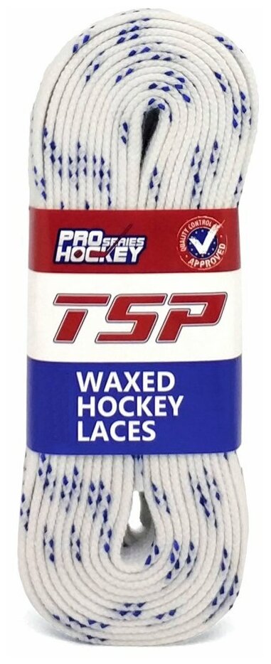 Шнурки TSP Hockey Laces Waxed 305 см, белые с пропиткой - фотография № 1