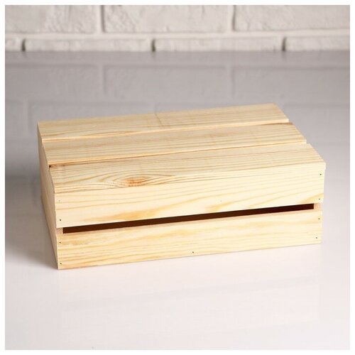 Дарим Красиво Ящик деревянный 30×20×10 см подарочный с реечной крышкой