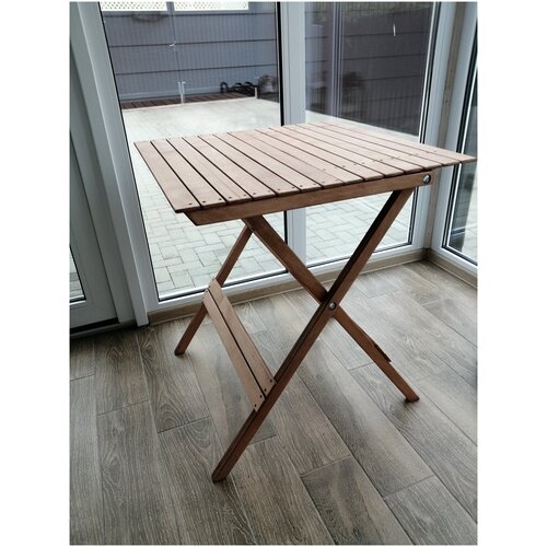 Деревянный складной столик на двоих, светло-коричневый