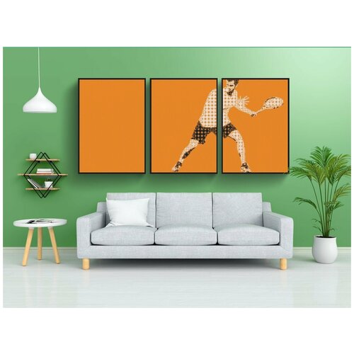 фото Набор модулных постеров для интерьера "пиктограмма, теннисист, теннис" 60x90 см. в тубусе, без рамки lotsprints