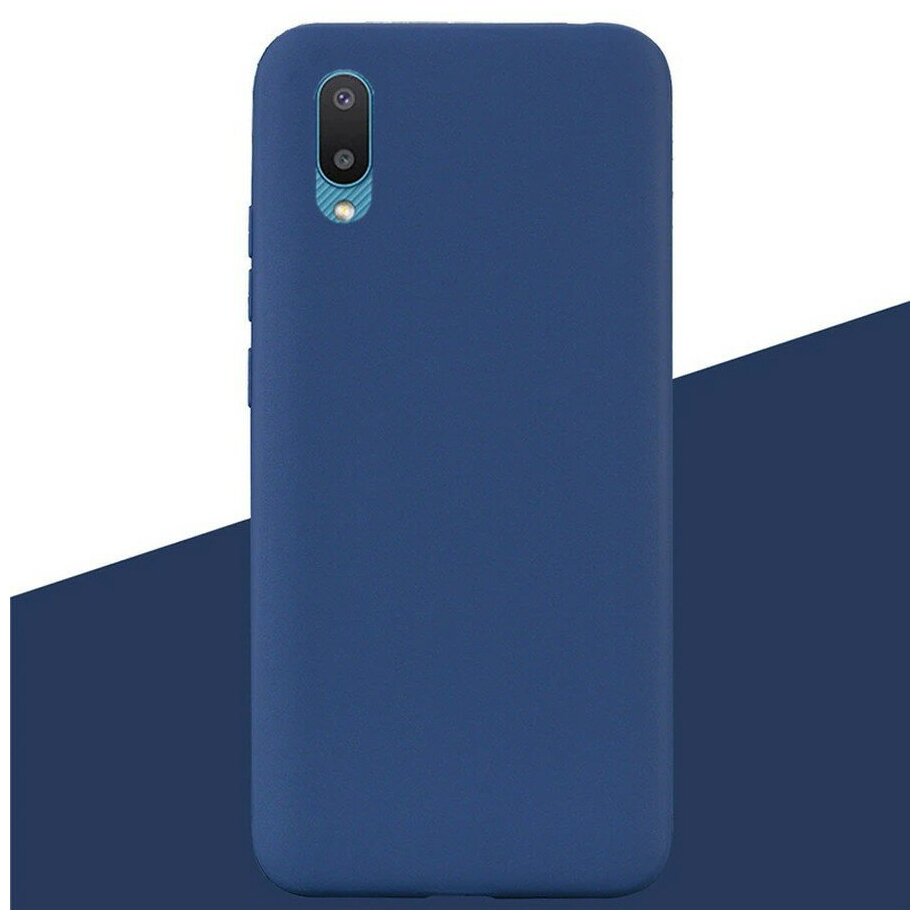 Силиконовая накладка тонкая для Samsung A02 темно-синий