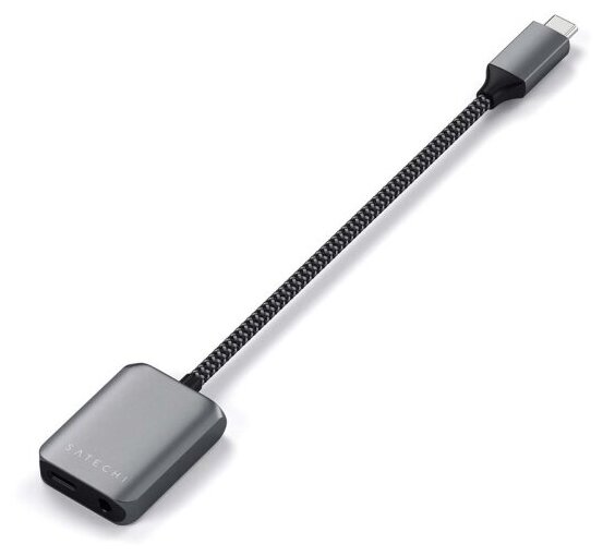 Адаптер Satechi USB-C to Audio PD Charger Adapter Цвет серый космос