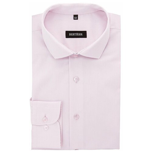 фото Рубашка мужская длинный рукав berthier granada-640555/ fit-r(2), полуприталенный силуэт / regular fit, цвет розовый, рост 174-184, размер ворота 39