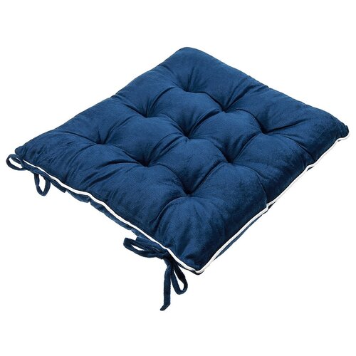 Подушка на стул House-wares, 40х40х5 см., с кантом, синий, велюр, 100% полиэстер, наполнитель синтепон