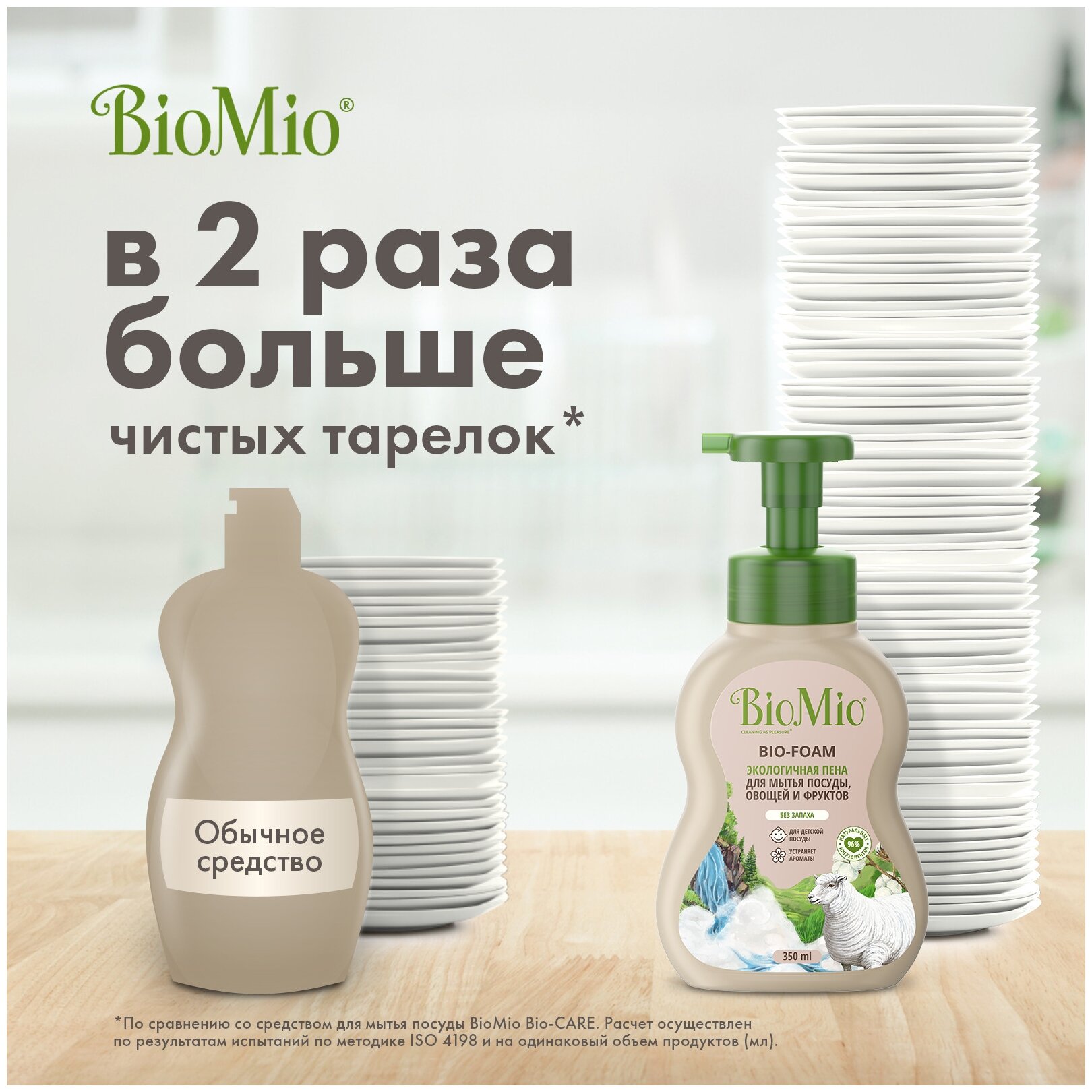 BioMio. BIO-FOAM Экологичная пена для мытья посуды, без запаха 350ml - фотография № 3