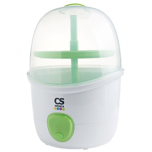 Электрический стерилизатор CS Medica KIDS CS-28s, белый/зеленый пакеты для паровой стерилизации бутылочек молокоотсосов и аксессуаров в свч печи 6 шт ramili rsb105