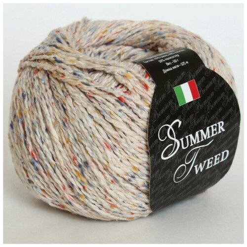 Пряжа Summer Tweed Seam цвет 01 натуральный, 10*(125м/50г), 45% шелк 45% хлопок 10% полиэстер