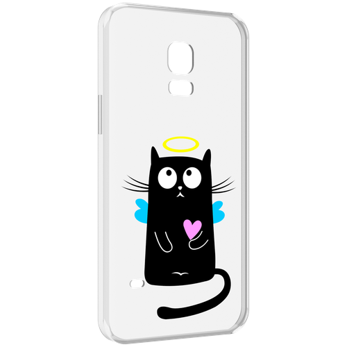чехол mypads кот и мышь для samsung galaxy s5 mini задняя панель накладка бампер Чехол MyPads Кот ангелок для Samsung Galaxy S5 mini задняя-панель-накладка-бампер