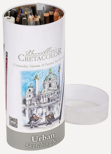 Изображение товара Акварельные карандаши CretacoloR Набор с карандашами для скетчинга "Urban" CretacoloR, 24 предмета (мет. тубус)