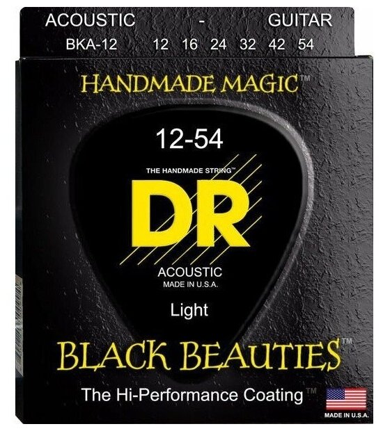 DR Strings BKA-12 Black Beauties 12-54 Medium струны для акустической гитары