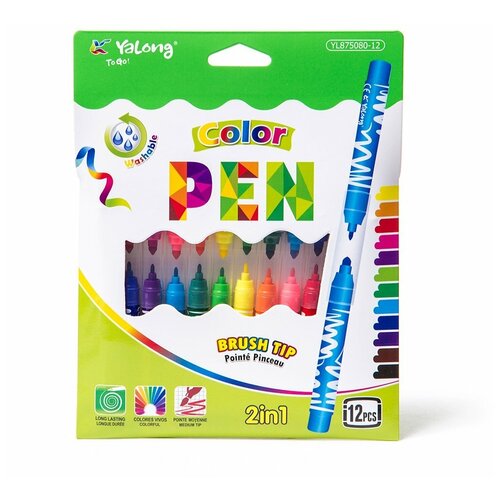 Фломастеры мини, 24 шт/12 цв./Yalong/