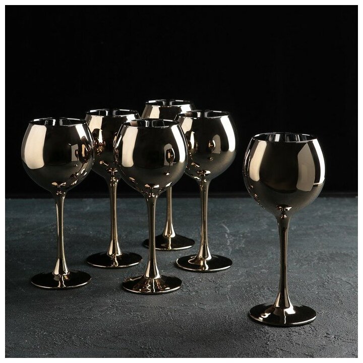 Набор бокалов GiDGLASS «Золото», 280 мл, 6 шт, цвет золотой