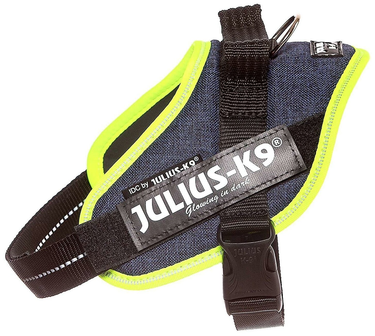 Шлейка для собак JULIUS-K9 Powerharness Mini-Mini XS, джинса-зеленый неон