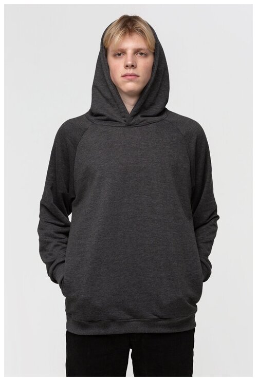 Магазин Толстовок HOODIE REGLAN DARK GREY Loop Diagonal 300gr Man, Размер Unisex 46 / S Unisex