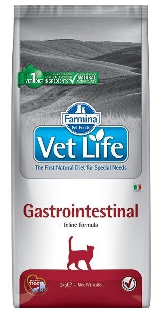 Сухой диетический корм Farmina Vet Life для взрослых кошек Gastrointestinal, курица, 400г - фото №1