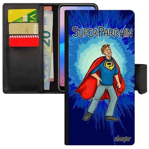 фото Стильный чехол книжка на телефон // huawei p30 lite // "суперкрестный" веселый юмор, utaupia, синий