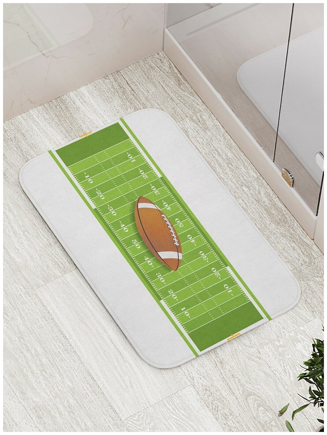 Коврик JoyArty противоскользящий "Поле американского футбола" для ванной, сауны, бассейна, 77х52 см