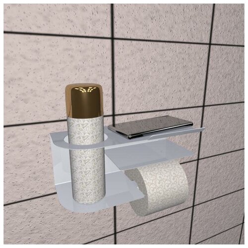Держатель для туалетной бумаги белый Лофт (Loft) с двумя горизонтальными полками и отделом для освежителя. Дизайн от Di-Home.